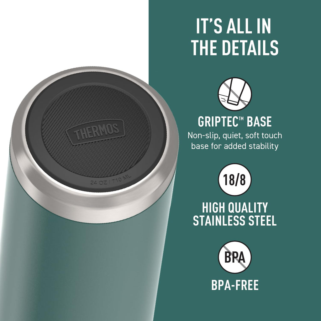 THERMOS ICON SERIES, Stainless Steel Water Bottle with Spout - 24 Ounce, Spruce - Vacuum Insulated Water Bottle with Lid