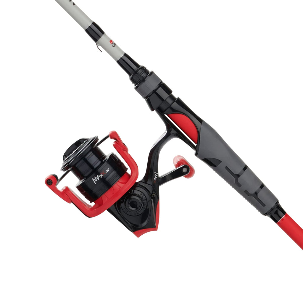 Abu Garcia Max X Spinng Reel and Fishing Rod Combo with Berkley PowerBait Swim Shad Soft Bait Clam, Red, 6'6" - Medium - 1pc