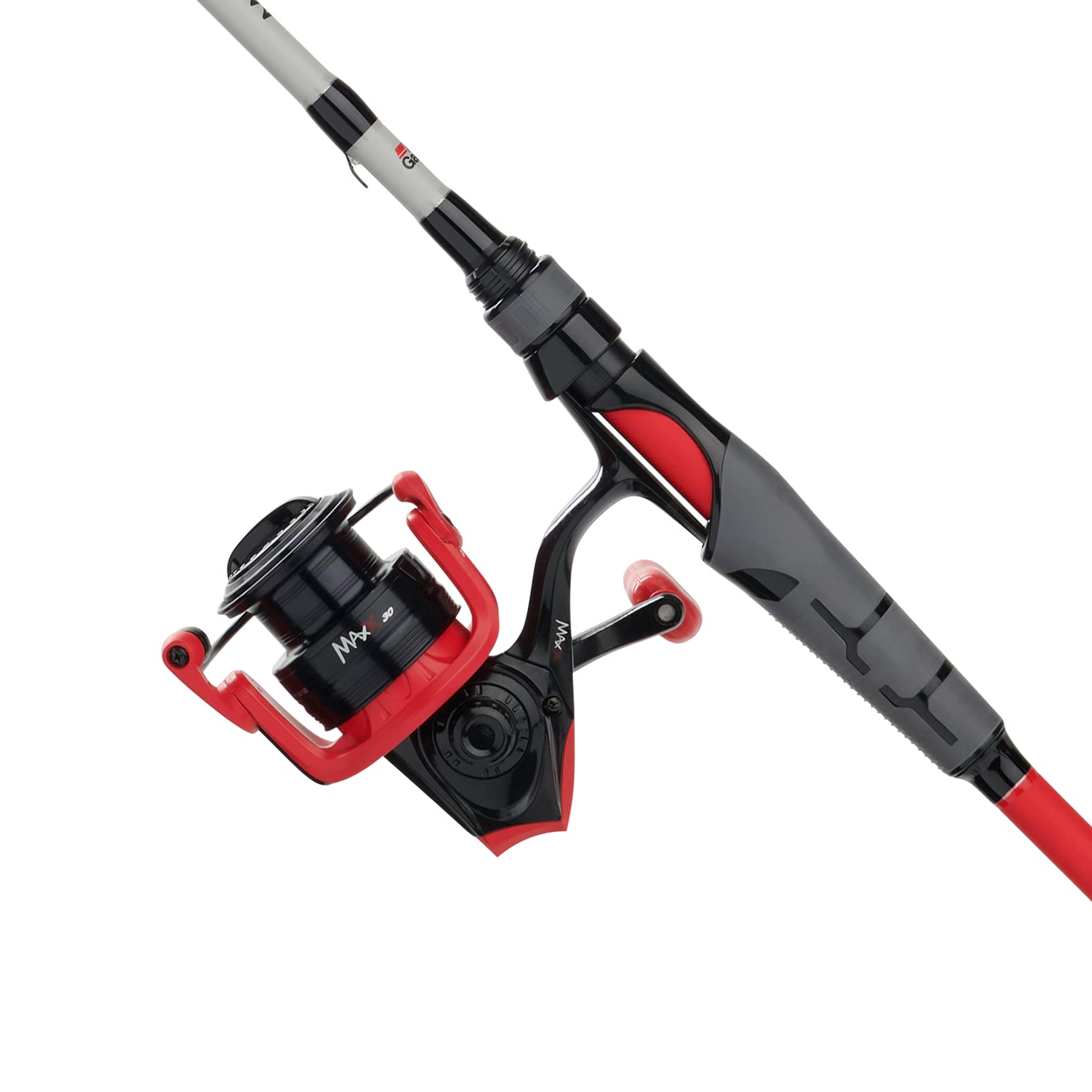 Abu Garcia Max X Spinng Reel and Fishing Rod Combo with Berkley PowerBait Swim Shad Soft Bait Clam, Red, 6'6" - Medium - 1pc