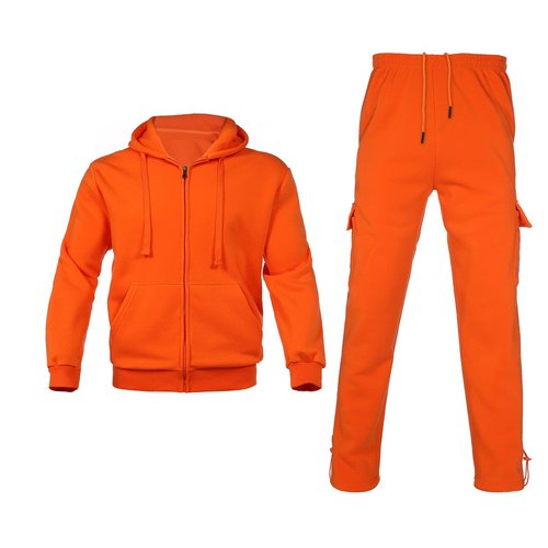 Nothinchan Men's Tracksuit 2 Piece Thick Warm Sweatsuit Set Sweatpants and Hoodie Fleece Athletic Jogging Suits With Pockets(Orange,5XL)