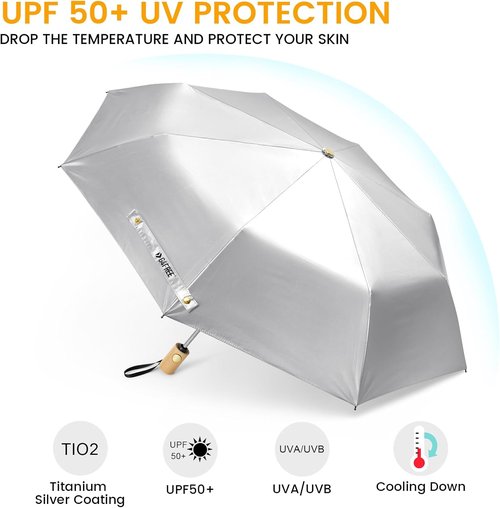 G4Free Travel Sun Umbrella - Compact 43 Inch UV Protection with UPF 50+ | Auto Open/Close Feature