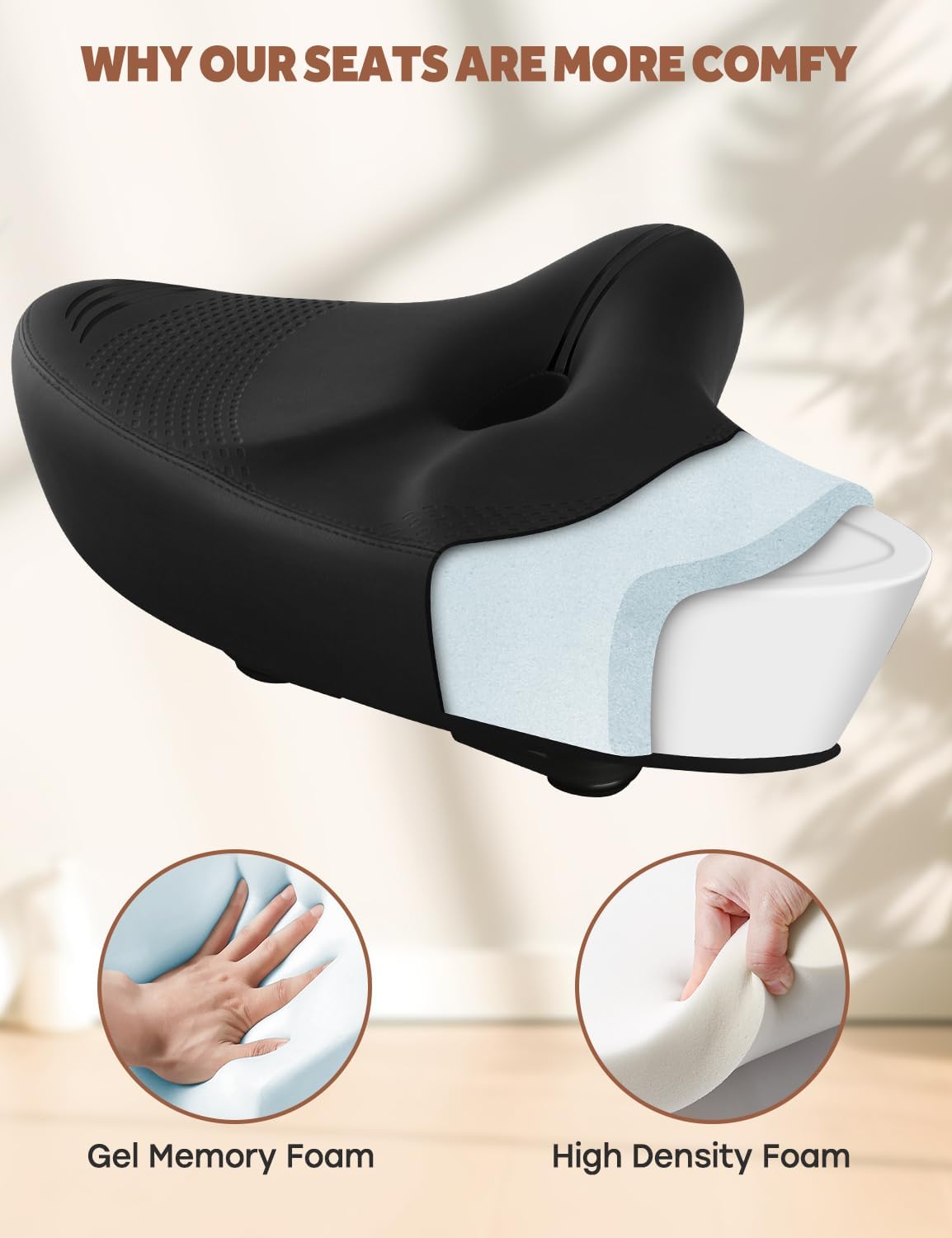 Peloton Extra Oversized Bike Seat Cushion - Comfortable Replacement Saddle for Men & Women | Compatible with Peloton & Cruiser Bikes