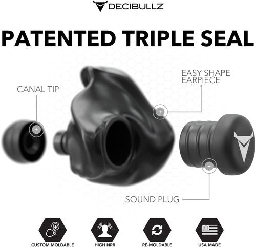 Decibullz Custom Molded Earplugs - Pro Pack Bundle in Black for Ultimate Noise Reduction