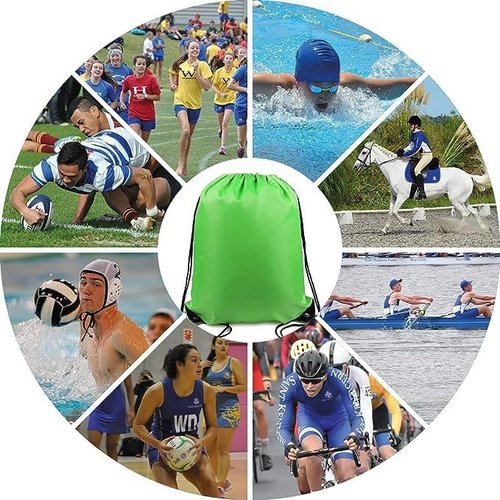 BeeGreen 20-Pack Green Drawstring Gym Backpacks - Lightweight & Durable Storage Bags for Travel & Sports