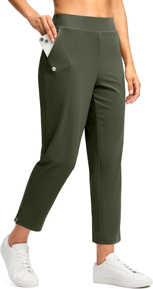 G Gradual Women's Petite Golf Pants - Stretchy Ankle 7/8 Style with 3 Pockets & Inner Drawstring