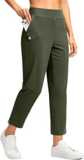 G Gradual Women's Petite Golf Pants - Stretchy Ankle 7/8 Style with 3 Pockets & Inner Drawstring