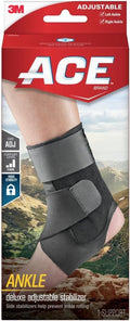 ACE Deluxe Ankle Stabilizer - Adjustable Support for Injury Recovery | Black, 1 Pack