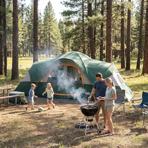 UNP 10 Person Family Camping Tent - Dark Green, Waterproof Outdoor Shelter