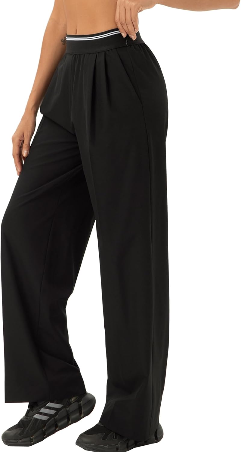 Skiennix Women's Athletic Track Pants - Wide Leg Stretch Lounge Jogging Sweatpants in Casual Style