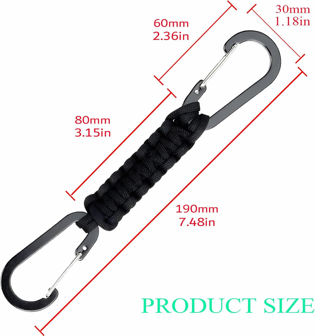 Skiennix Paracord Keychain Carabiner - Double Hooks for Camping, Hiking, and Stroller Use | Durable Clip for Water Bottles and Tools