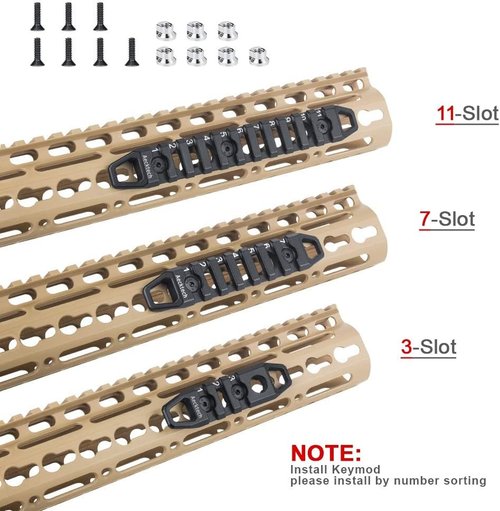 Aecktech Aluminum Rail Section Accessories - Compatible with MMlocks/KKeymods | 3-Slot, 7-Slot, 11-Slot Options