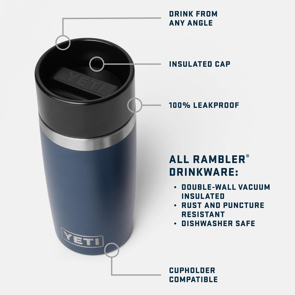 YETI Rambler 12 oz Travel Bottle - Stainless Steel, Vacuum Insulated, Leakproof Commuter Cap | Black