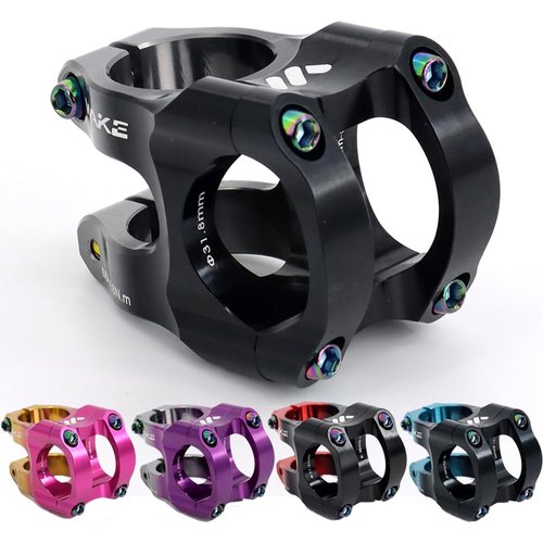 CYSKY 31.8 Stem 35mm 0 Degree MTB Short Stem Mountain Bike Stem Handlebar Riser 1-1/8 for Most Bicycle, Road Bike, MTB, Downhill, BMX, Cycling (Black & Titanium)
