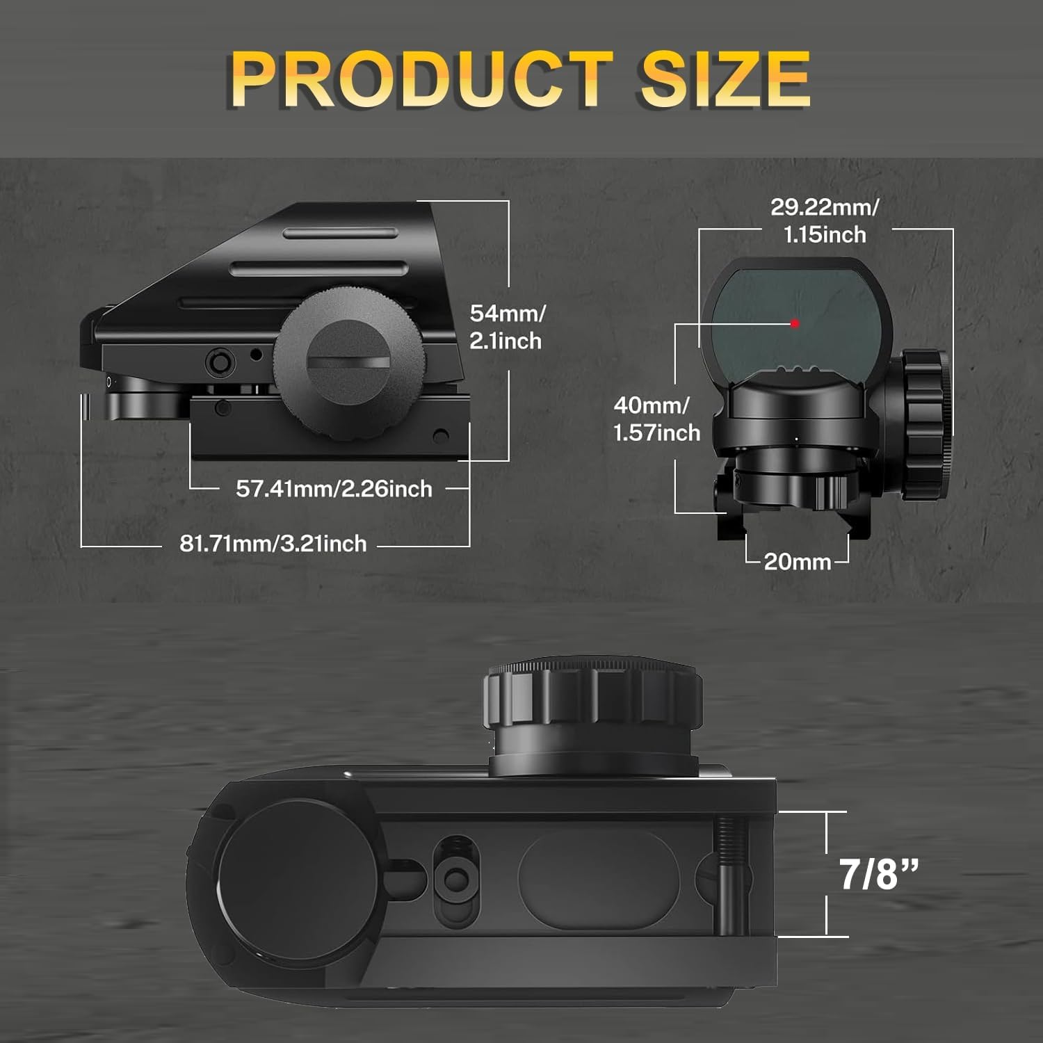 Red Dot Sight - Red and Green Reflex Rifle Scope with 4 Reticles & 20mm Rail Mount