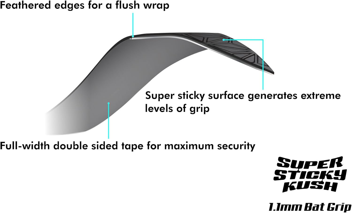 Supacaz Super Sticky Kush Baseball Bat Tape - High-Performance Softball Grip - 1.1mm Thickness