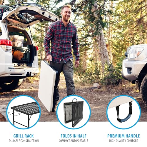 LIFETIME 5-Foot Folding Tailgate Table with Grill Rack - Portable Camping Station