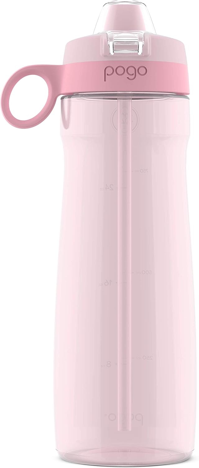 Pogo Water Bottle - BPA-Free Plastic with Soft Straw Lid & Carry Handle | Dishwasher Safe