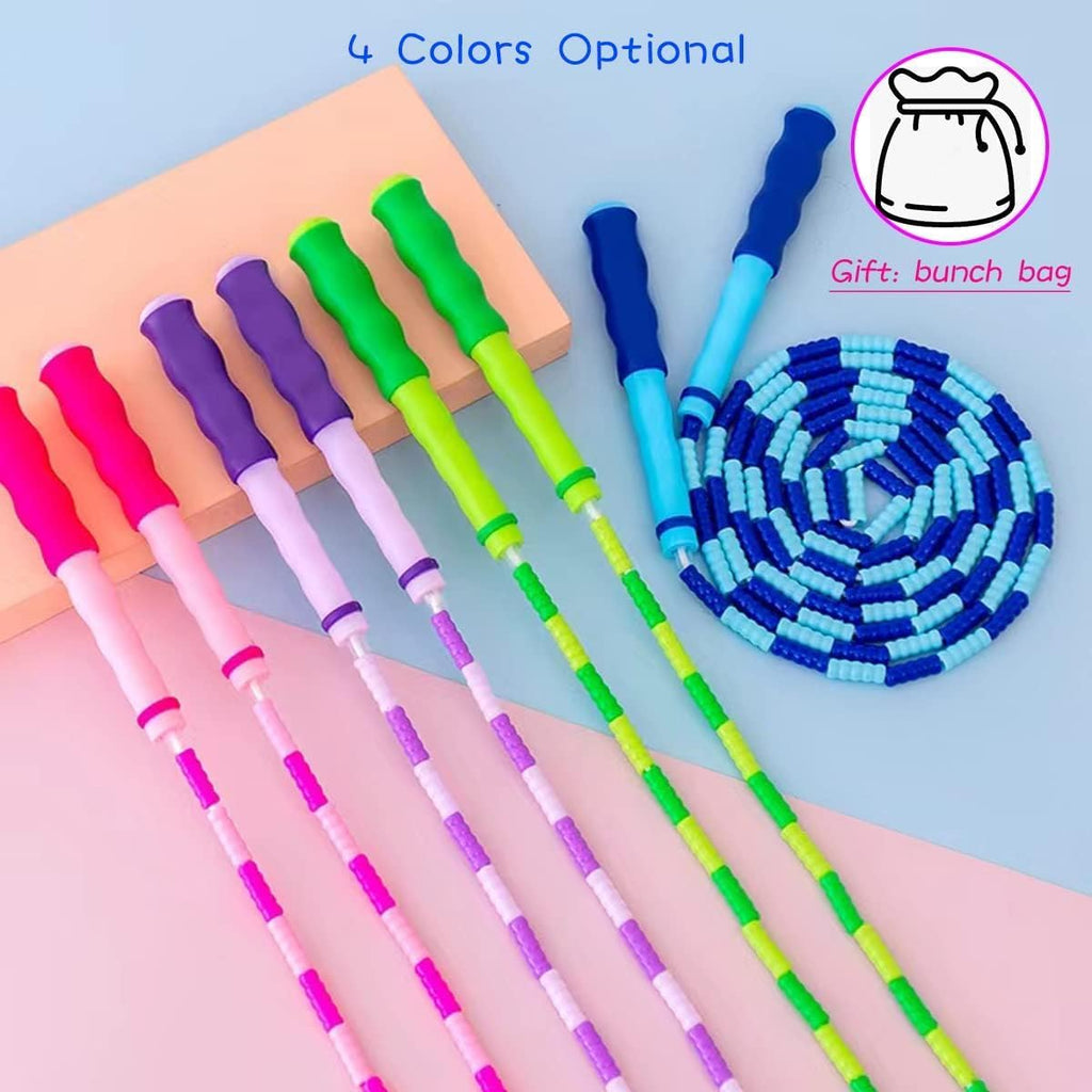 Soft Beaded Jump Rope by [Brand Name] | Adjustable Tangle-Free Skipping Rope for Kids & Adults - 9.2Ft