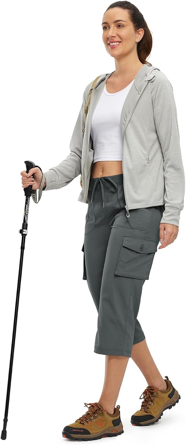 TBMPOY Women's Cargo Capris - Lightweight Quick-Dry Hiking Pants with 6 Pockets | Casual Outdoor Shorts