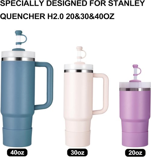 HYZ Silicone Spill Proof Stopper Set - 8 Piece Accessories for Stanley H2.0 Tumblers | Indigo