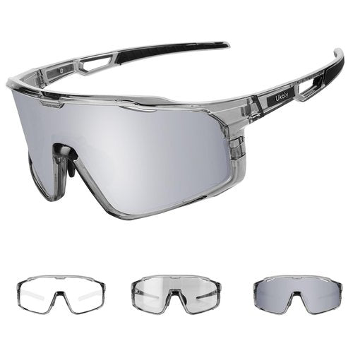 Ukoly Baseball/Running Sunglasses Cycling Glasses For Men Women,Sport Sunglasses HD Lens UV400 Protection TR90 Frame 620 (Hd Photochromic Silver)