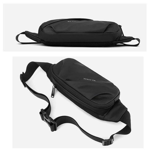 Waterproof Fanny Pack for Men & Women, Travel Fanny Pack Cross Body Sling Bag Crossbody Belt Bag Chest Anti Theft Waist Pack Purse Small for Outdoor, Cycling, Hiking, Running, Phone Holder-Black