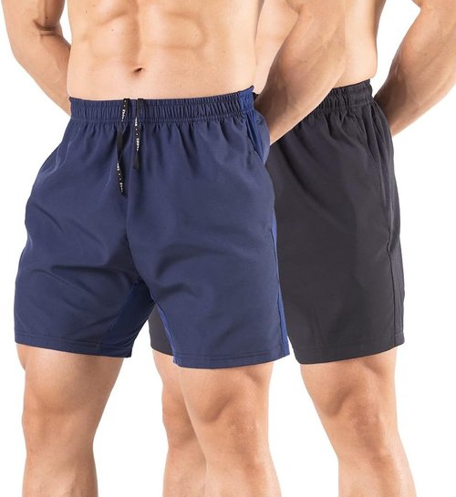 Gaglg Men's 5-Inch Running Shorts - Quick Dry Athletic Gym Shorts with Zipper Pockets | 2-Pack