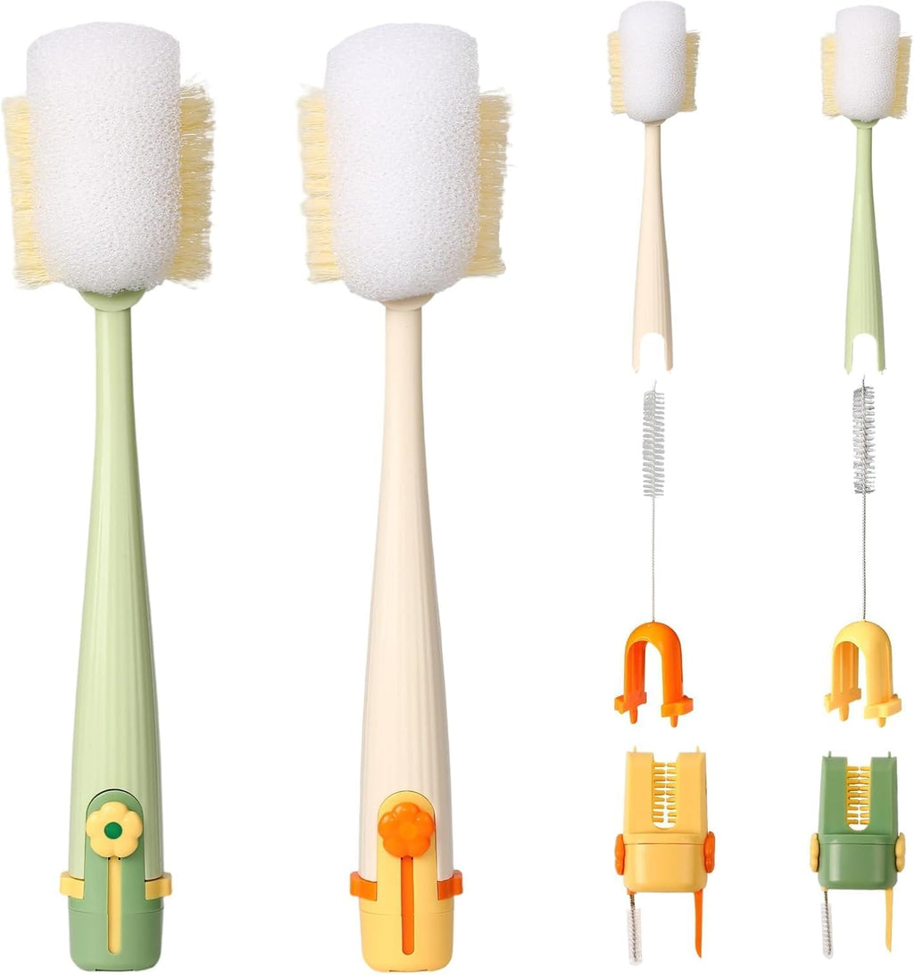 Skiennix 5-in-1 Bottle Cleaning Brush Set - Multifunctional Kitchen Lid Scrubber with Long Handle | 2 Pack