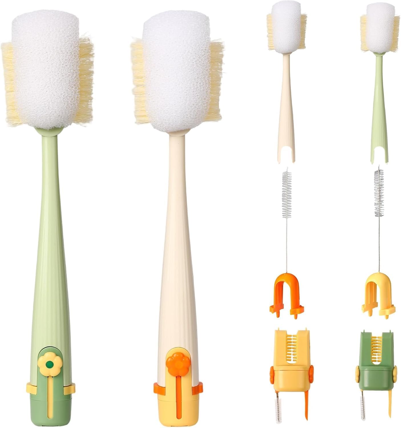 Skiennix 5-in-1 Bottle Cleaning Brush Set - Multifunctional Kitchen Lid Scrubber with Long Handle | 2 Pack