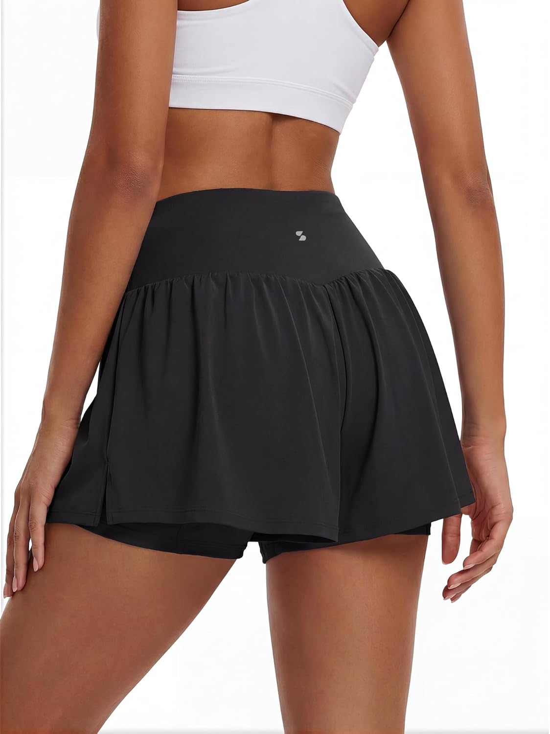 Stelle Women's 2-in-1 Running Shorts - High Waisted Athletic Gym Shorts with Liner Pockets