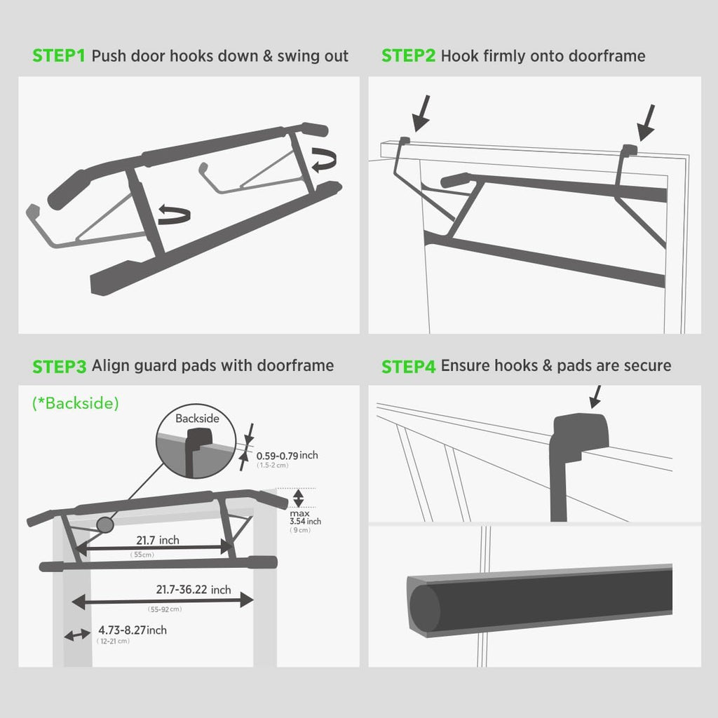 Skiennix Pull Up Bar - 2024 Upgrade Multi-Grip Doorway Gym Bar | Max 440 lbs Capacity, Portable Design