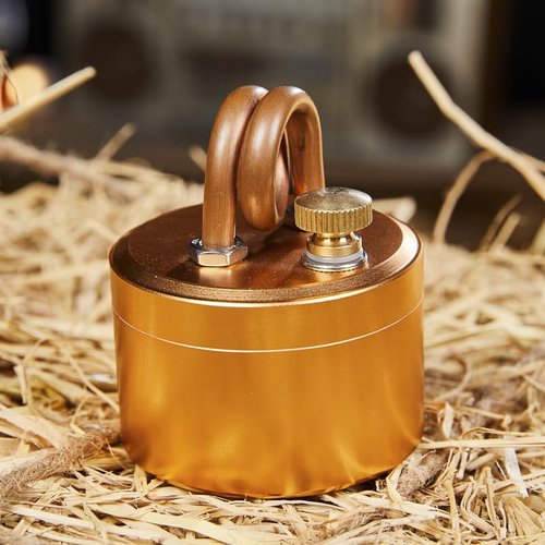 Portable Mini Camping Alcohol Stove - Solid Shell Powerful Safe Spirit Burner Strong Fire Burning for Outdoor Hiking Cooking Backpacking 50ml Golden Color