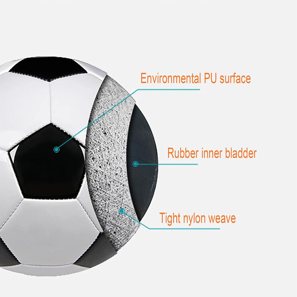 Skiennix Soccer Ball - Size 2, 3, 4, 5 | Classic White & Black - Durable PU for Youth Training & Games
