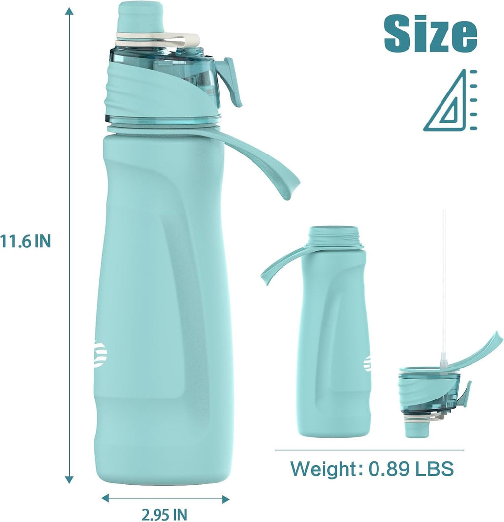 Skiennix 24oz Insulated Misting Water Bottle - 2-in-1 Mist & Sip Stainless Steel Design for Sports & Fitness