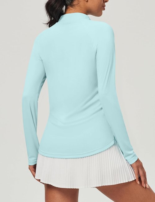 Heathyoga Long Sleeve Workout Top - Women's UV Sun Protection Golf Shirt | UPF 50+ Quarter Zip Pullover