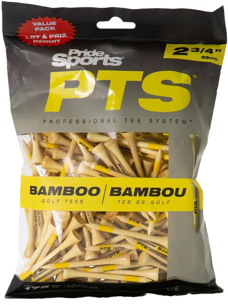 PrideSports PTS Bamboo Golf Tees - 100 Count, 2-3/4 Inch | Ideal for Drivers & Woods