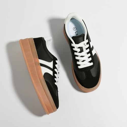 Lxuan Women's Fashion Sneakers - Thick Platform Sole, Anti-Slip Rubber, Lace-Up Comfort Shoes