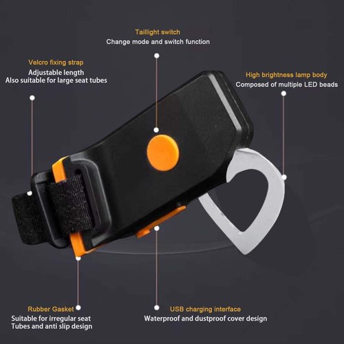 Bike Tail Light, Night Riding Lights 5 Modes Bike Rear Light USB Charging LED Tail Light Waterproof Rear Lamp Red for Bicycle, Bicycle Tail Light(Heart)
