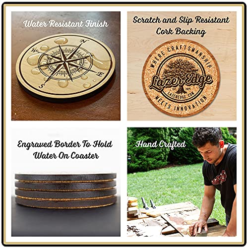 Wooden Coaster Set with Falcon Logo - Cherry Wood, 4-Pack - Officially Licensed Team Sports Collectible