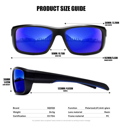 SQOQS 3Pack Polarized Sports Sunglasses for Men, Wrap Around Frame UV400 Goggles Sun Glasses for Cycling Fishing Driving