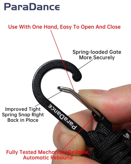 Paracord Keychain Carabiner with Cool USA Flag Men/Women, Military Braided Key Chain with Hook Clip Ring, Heavy Duty Key Lanyard for Car Keys/Backpack, Camping Hiking, 2-Pcs (Green & Camo)