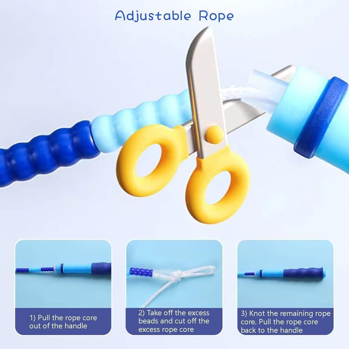 Soft Beaded Jump Rope by [Brand Name] | Adjustable Tangle-Free Skipping Rope for Kids & Adults - 9.2Ft