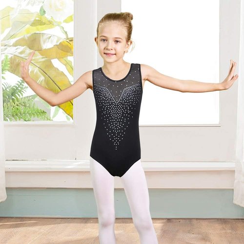 BAOHULU Toddler Girls Gymnastics Leotards - Sparkle Sequins & Mesh Top Dancewear Costumes
