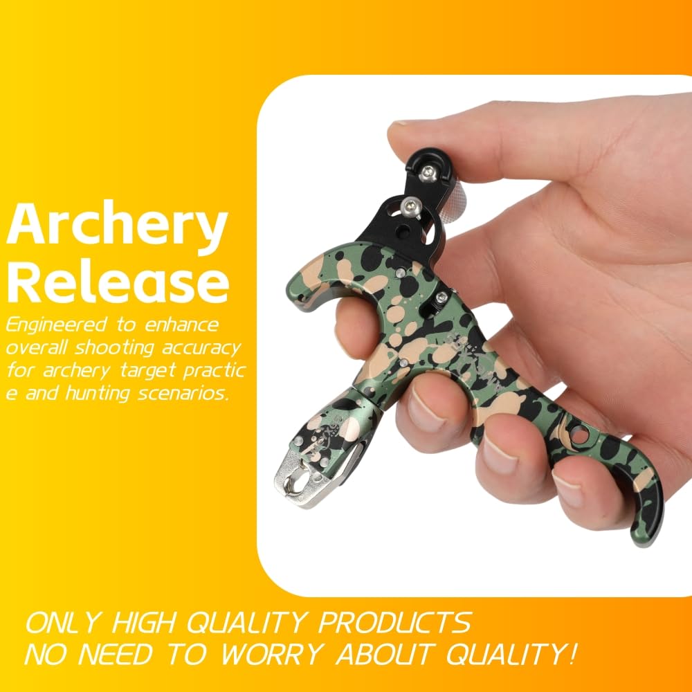 PYMUST Archery Compound Bow Release - 360° Rotatable Caliper 4-Finger Release Aid, Professional Gear for Bow Hunting and Target Shooting
