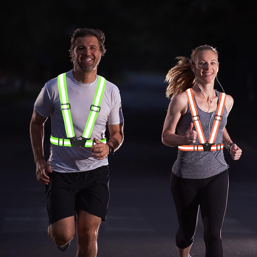 Skiennix High Visibility Reflective Vest - Adjustable Safety Gear for Running, Walking & Night Cycling