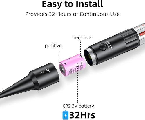EZshoot Bore Sight Kit - Bright Green/Red Dot Sighter with Easy Big Button Switch | Fits .17 to 12GA Caliber