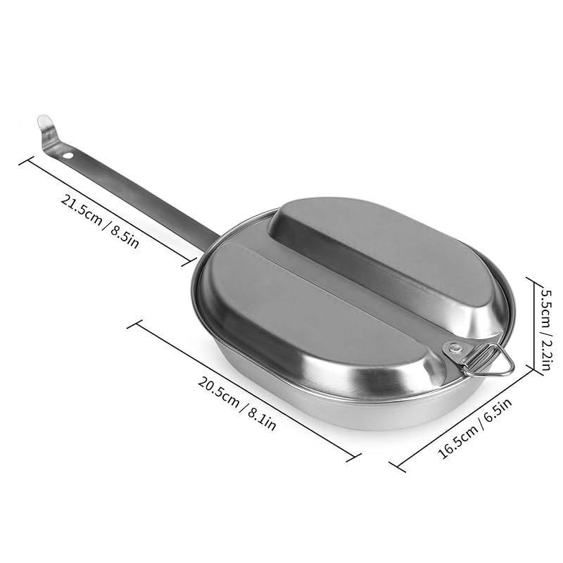 GI Type 304 Stainless Steel Mess Kit Plate Set with Utensils – Camping Dinnerware, Outdoor Eating Kit