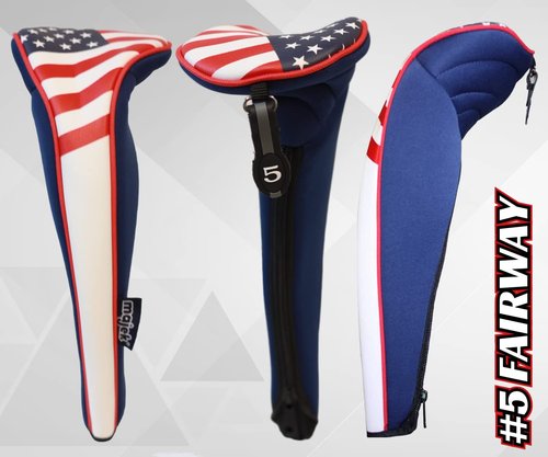 USA Patriot Golf Zipper Head Covers Driver 1 3 5 Fairway Woods Headcovers U.S.A Neoprene Style Patriotic Driver Fits All Fairway Clubs and Drivers up to 460cc