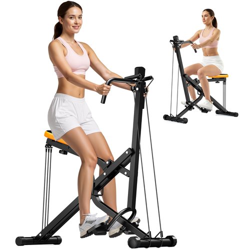 OWLSKY Squat Machine for Home Workout, Foldable Squat Assist & Row Trainer with LCD Monitor, 3 Resistance Bands, Adjustable Seat, Heavy Duty 350 lbs, Full-Body Fitness Equipment