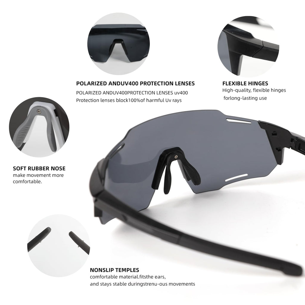 VPXWBU Polarized Sports Sunglasses for Men，Women，Youth (2 Pairs) UV400 Protection for Cycling, Running, Driving,Golf,Baseball, Fishing Sunglasses| Lightweight Shatterproof Lens